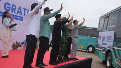 Peserta Mudik Gratis Diberangkatkan dari Terminal Jatijajar 